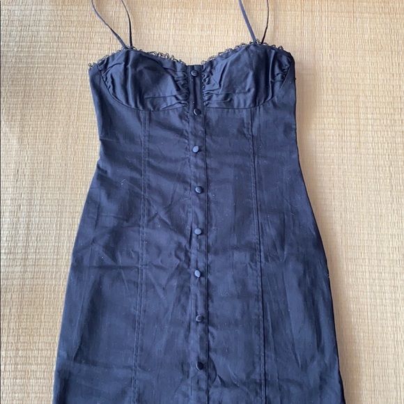 LBD! Guess Jeans Black Corset Dress with Lace Trim - Picture 5 of 8